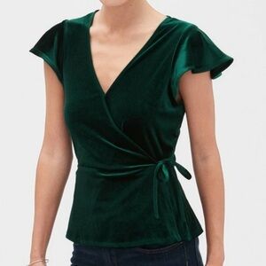 NWT Banana Republic Velvet Wrap Short Sleeve Blouse